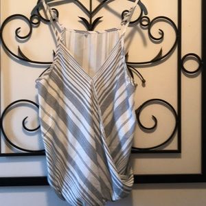 White with blue design tank